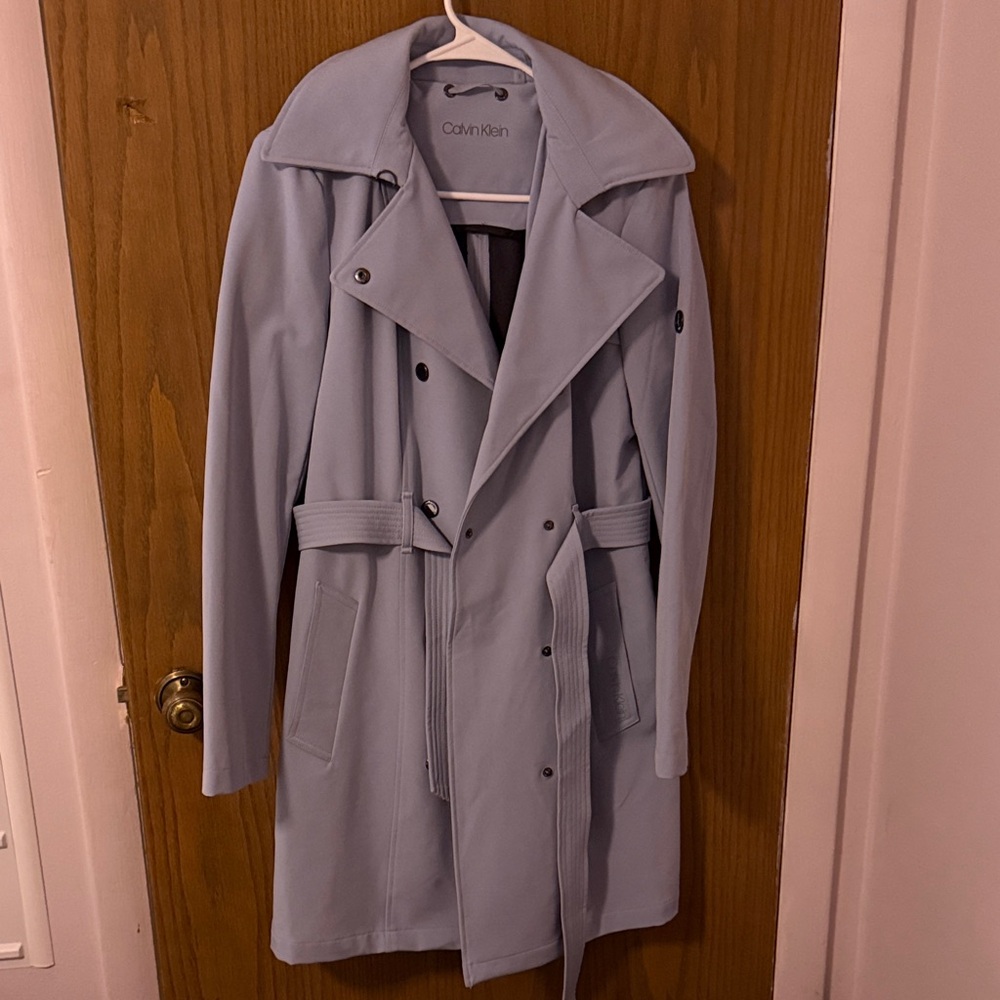 Calvin Klein Sky Blue Belted Coat